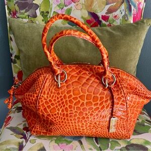 Antonio Milani Orange Crocodile-Embossed Handbag